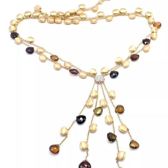 Authentic! Marco Bicego 18k Yellow Gold Confetti Diamond Topaz Tassel Necklace - Picture 14 of 14